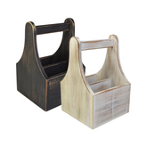 Zodiac Black/White Acacia Wood Table Caddy 6x6x9"